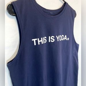 Lululemon Tank Top Mens 0/XXXS Navy Blue With “This Is Yoga” Spell out